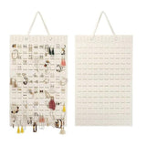 Hanging Jewelry Organizer Earring Necklace Holder Felt Display Storage Rack - White