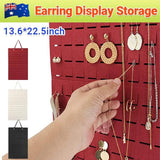 Hanging Jewelry Organizer Earring Necklace Holder Felt Display Storage Rack - White