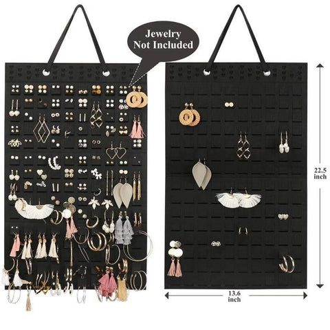 Hanging Jewelry Organizer Earring Necklace Holder Felt Display Storage Rack - White