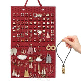 Hanging Jewelry Organizer Earring Necklace Holder Felt Display Storage Rack - White