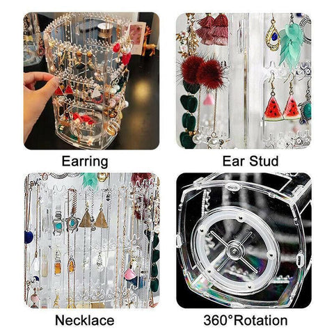 360-Degree Rotating Earring Holder Jewellery Rack Display Stand Organizer