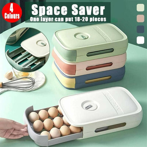 Drawer Type Eggs Tray Fruit Storage Box Kitchen Stacking Holder Food Container - Green