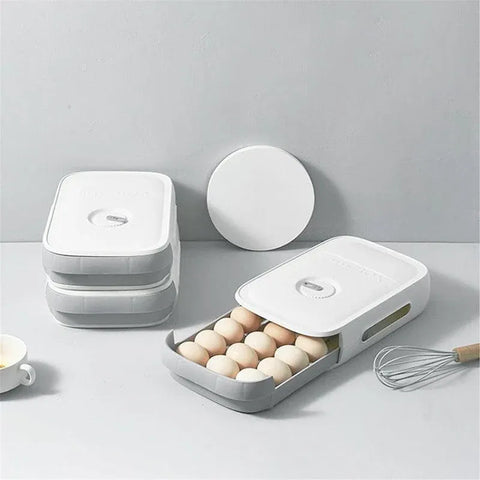 Drawer Type Eggs Tray Fruit Storage Box Kitchen Stacking Holder Food Container - Green