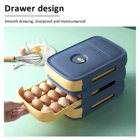 Drawer Type Eggs Tray Fruit Storage Box Kitchen Stacking Holder Food Container - Green