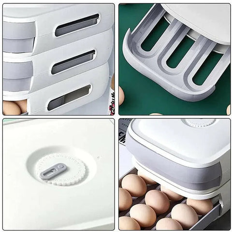 Drawer Type Eggs Tray Fruit Storage Box Kitchen Stacking Holder Food Container - Green