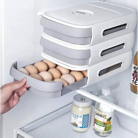 Drawer Type Eggs Tray Fruit Storage Box Kitchen Stacking Holder Food Container - Green