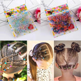 400pcs Small Elastic Rubber Band Hair Ties Multi Colour Black Ponytail Holders - Pearlescent Multi-Colour