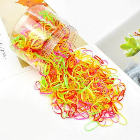 400pcs Small Elastic Rubber Band Hair Ties Multi Colour Black Ponytail Holders - Pearlescent Multi-Colour