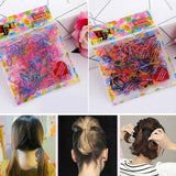 400pcs Small Elastic Rubber Band Hair Ties Multi Colour Black Ponytail Holders - Pearlescent Multi-Colour