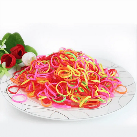 400pcs Small Elastic Rubber Band Hair Ties Multi Colour Black Ponytail Holders - Pearlescent Multi-Colour