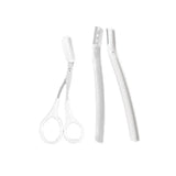 3Pcs Eyebrow Razor Set Facial Trimmer Shaver Blade Hair Remover Beauty Tool - White+Clear Eyebrow Razor+Scissor
