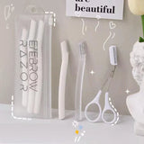 3Pcs Eyebrow Razor Set Facial Trimmer Shaver Blade Hair Remover Beauty Tool - White+Clear Eyebrow Razor+Scissor