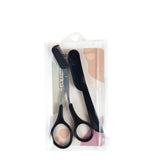 Eyebrow Scissors with Comb Stainless Steel Makeup Trimmer Beauty Tool 3 Colours - Black (Eyebrow Razor + Scissor)