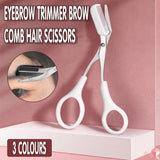 Eyebrow Scissors with Comb Stainless Steel Makeup Trimmer Beauty Tool 3 Colours - Black (Eyebrow Razor + Scissor)