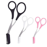 Eyebrow Scissors with Comb Stainless Steel Makeup Trimmer Beauty Tool 3 Colours - Black (Eyebrow Razor + Scissor)