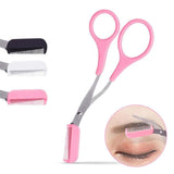 Eyebrow Scissors with Comb Stainless Steel Makeup Trimmer Beauty Tool 3 Colours - Black (Eyebrow Razor + Scissor)