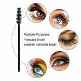 50X Disposable Mascara Wands Eyelash Brushes Applicator Lash Extension Brush - Black+Clear