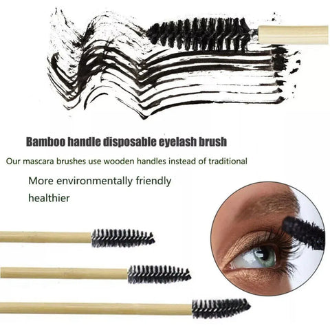 50X Disposable Mascara Wands Eyelash Brushes Applicator Lash Extension Brush - Black+Clear