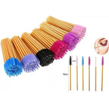 50X Disposable Mascara Wands Eyelash Brushes Applicator Lash Extension Brush - Black+Clear