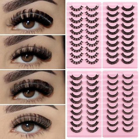10 Pairs Russian D-Curl Mink False Eyelashes - Full & Curled - DH06-H5