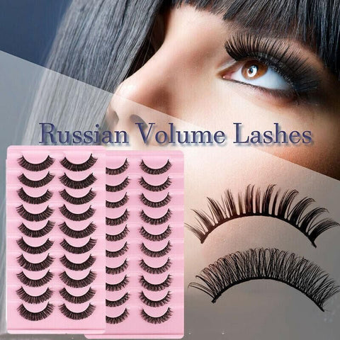 10 Pairs Russian D-Curl Mink False Eyelashes - Full & Curled - DH06-H5
