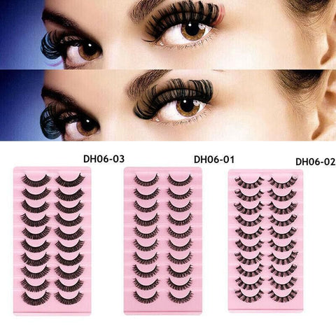 10 Pairs Russian D-Curl Mink False Eyelashes - Full & Curled - DH06-H5