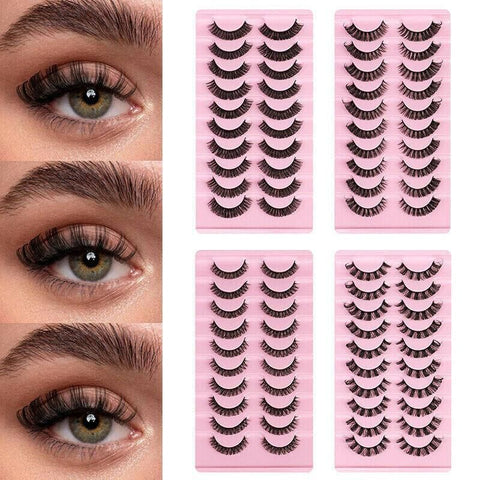 10 Pairs Russian D-Curl Mink False Eyelashes - Full & Curled - DH06-H5