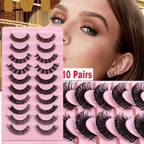 10 Pairs Russian D-Curl Mink False Eyelashes - Full & Curled - DH06-H5