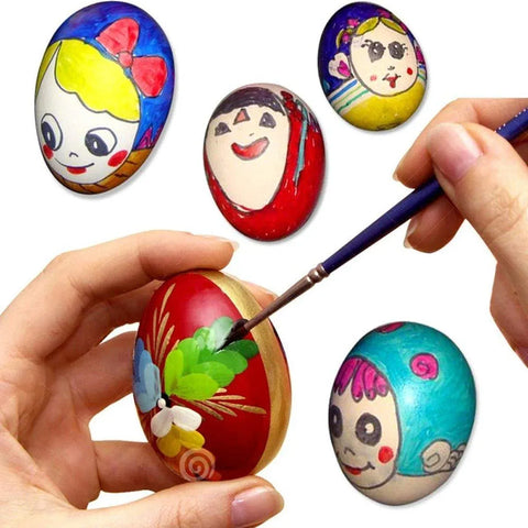 Plastic Painting Eggs DIY Toy Fake Eggs Colourful Drawing Craft Durable Egg - 6PCS