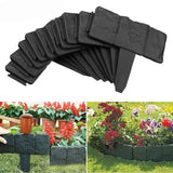 20pcs Garden Fence Edging Plastic Lawn Border for Outdoor Yard Flower Bed - Black