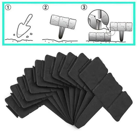 20pcs Garden Fence Edging Plastic Lawn Border for Outdoor Yard Flower Bed - Black