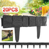 20pcs Garden Fence Edging Plastic Lawn Border for Outdoor Yard Flower Bed - Black