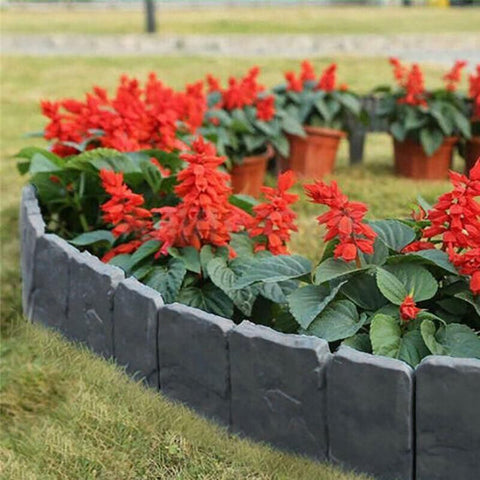 20pcs Garden Fence Edging Plastic Lawn Border for Outdoor Yard Flower Bed - Grey