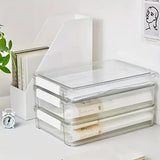 Large Capacity A4 File Storage Box Transparent Plastic Document Organizer Case - Small