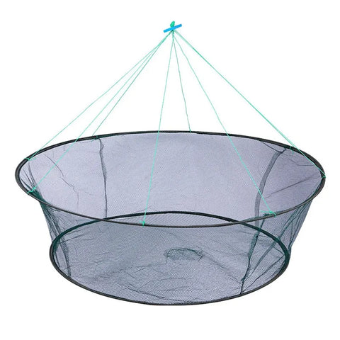 Open Folding Fishing Net Round Fishnet Portable Fish Pocket for Outdoor Angling - 80cm