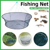 Open Folding Fishing Net Round Fishnet Portable Fish Pocket for Outdoor Angling - 80cm