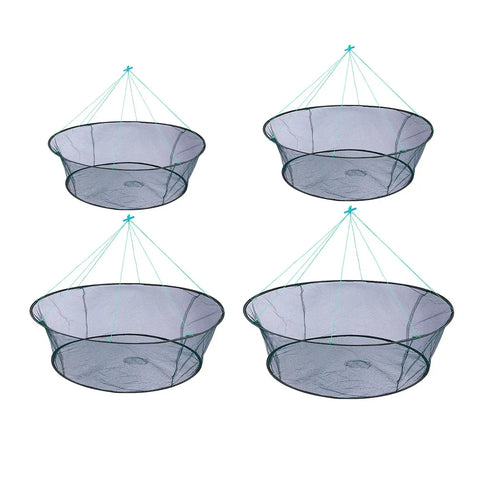 Open Folding Fishing Net Round Fishnet Portable Fish Pocket for Outdoor Angling - 80cm