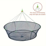 Open Folding Fishing Net Round Fishnet Portable Fish Pocket for Outdoor Angling - 80cm