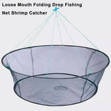 Open Folding Fishing Net Round Fishnet Portable Fish Pocket for Outdoor Angling - 80cm