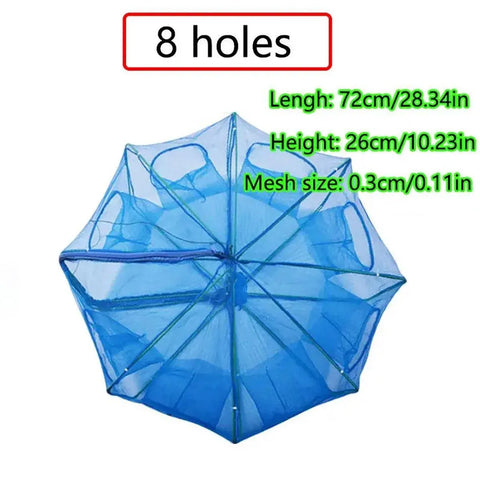 6/8/10 Holes Fishing Net Small Foldable Square Folding Shrimp Eel Lobster Trap - 6Holes