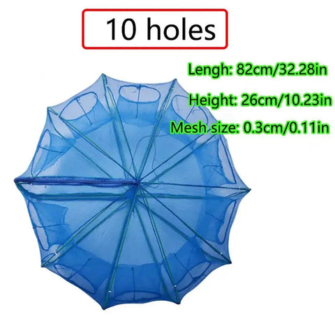 6/8/10 Holes Fishing Net Small Foldable Square Folding Shrimp Eel Lobster Trap - 6Holes