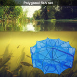 6/8/10 Holes Fishing Net Small Foldable Square Folding Shrimp Eel Lobster Trap - 6Holes