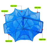 6/8/10 Holes Fishing Net Small Foldable Square Folding Shrimp Eel Lobster Trap - 8Holes