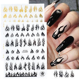 3D Flame Nail Stickers Fire Design Manicure Decals Self Adhesive Nail Art Sheet - White