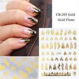 3D Flame Nail Stickers Fire Design Manicure Decals Self Adhesive Nail Art Sheet - White