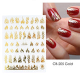 3D Flame Nail Stickers Fire Design Manicure Decals Self Adhesive Nail Art Sheet - White