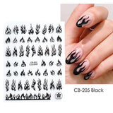3D Flame Nail Stickers Fire Design Manicure Decals Self Adhesive Nail Art Sheet - White