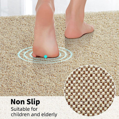 Waterproof Non-Slip Bathroom Shower Mat Anti-Slip Rug Toilet Floor Mat Washable - Cream-60*80cm