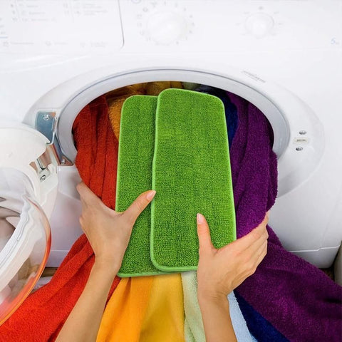 Replacement Microfiber Flat Mop Head Refill Floor Cleaning Pads Absorbent Cloths - Green