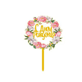 Happy Birthday Anniversary Wedding Cake Flowers Topper Acrylic Party Decorations - NO.11